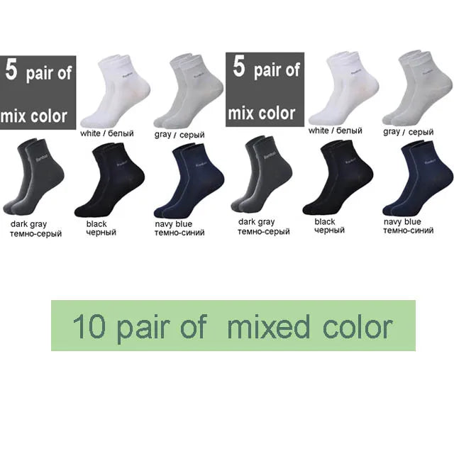 10 Pairs Men’s Luxury Bamboo Crew Socks Collection