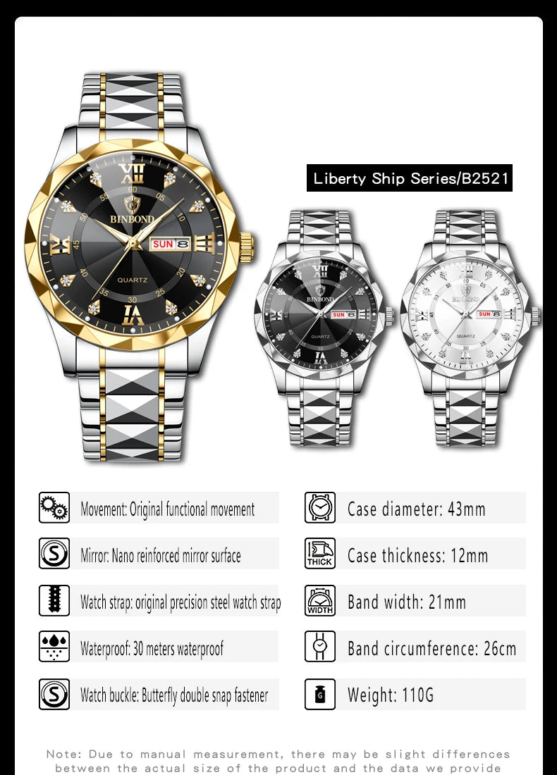 BINBOND Men's Luxury Wristwatch Collection