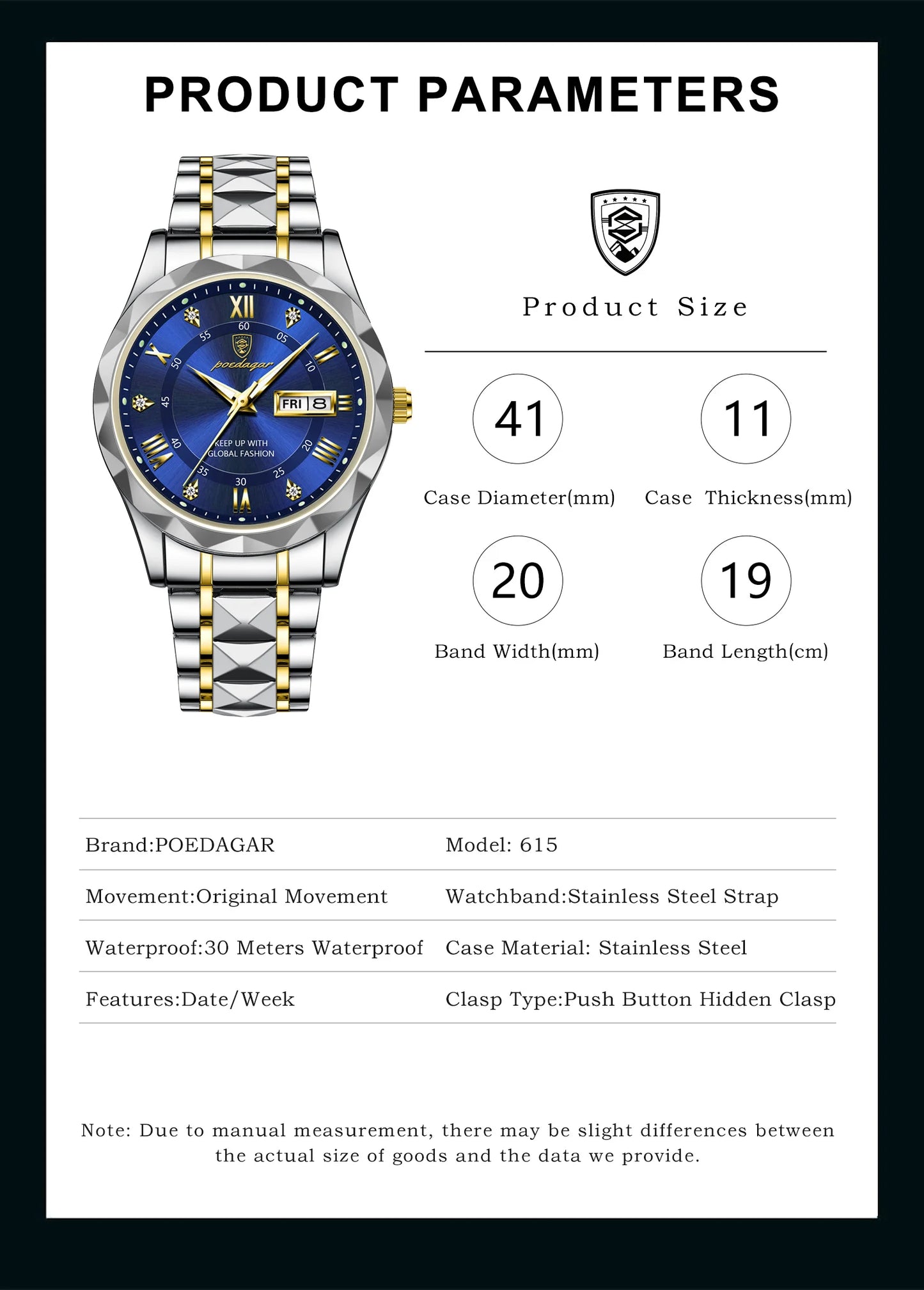 POEDAGAR Men's Luxury Wristwatch Collection