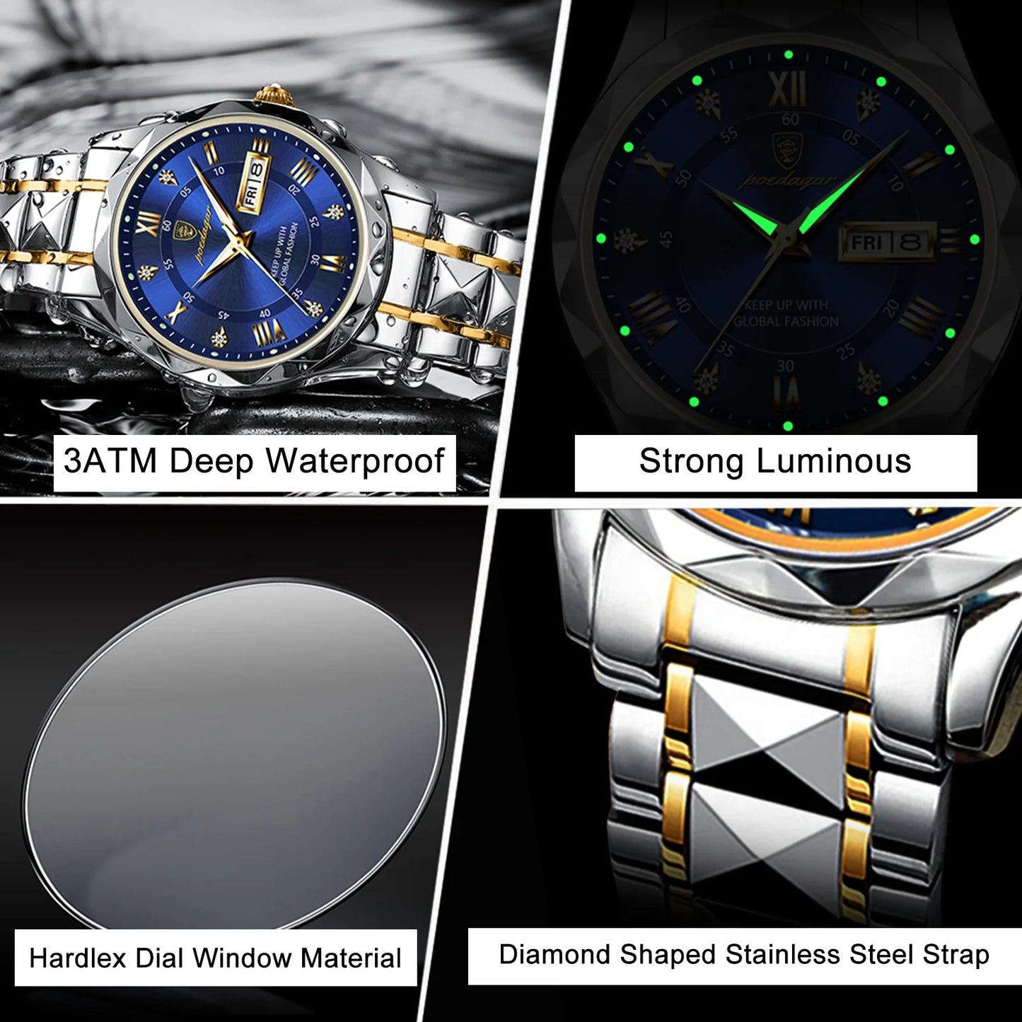 POEDAGAR Men's Luxury Wristwatch Collection