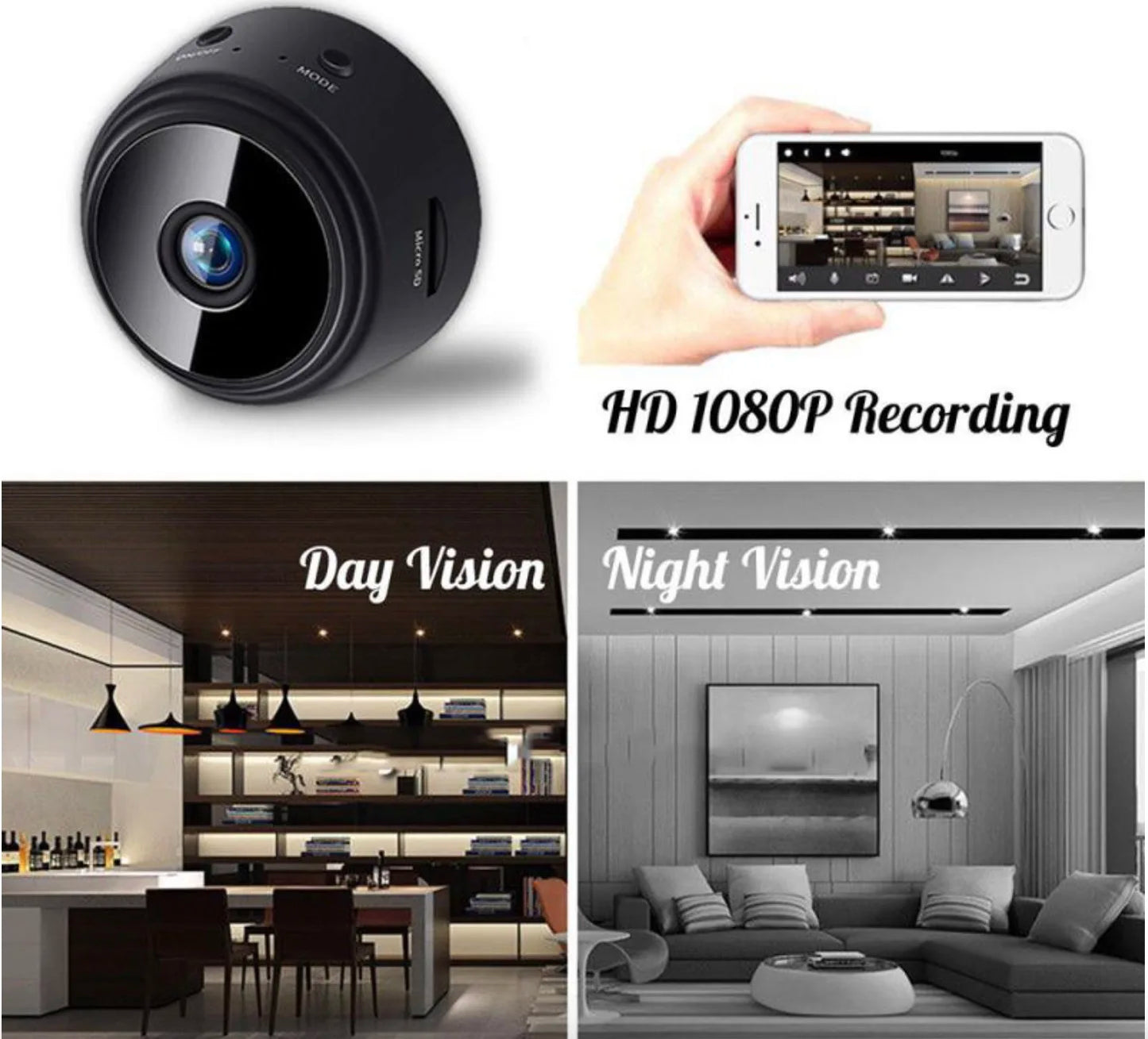 Portable Mini 1080P HD WiFi Wireless Security & Surveillance Camera