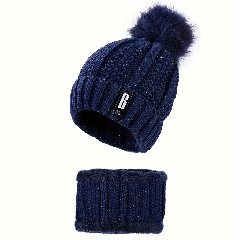 Two Piece Winter Knit Hat & Scarf Collection