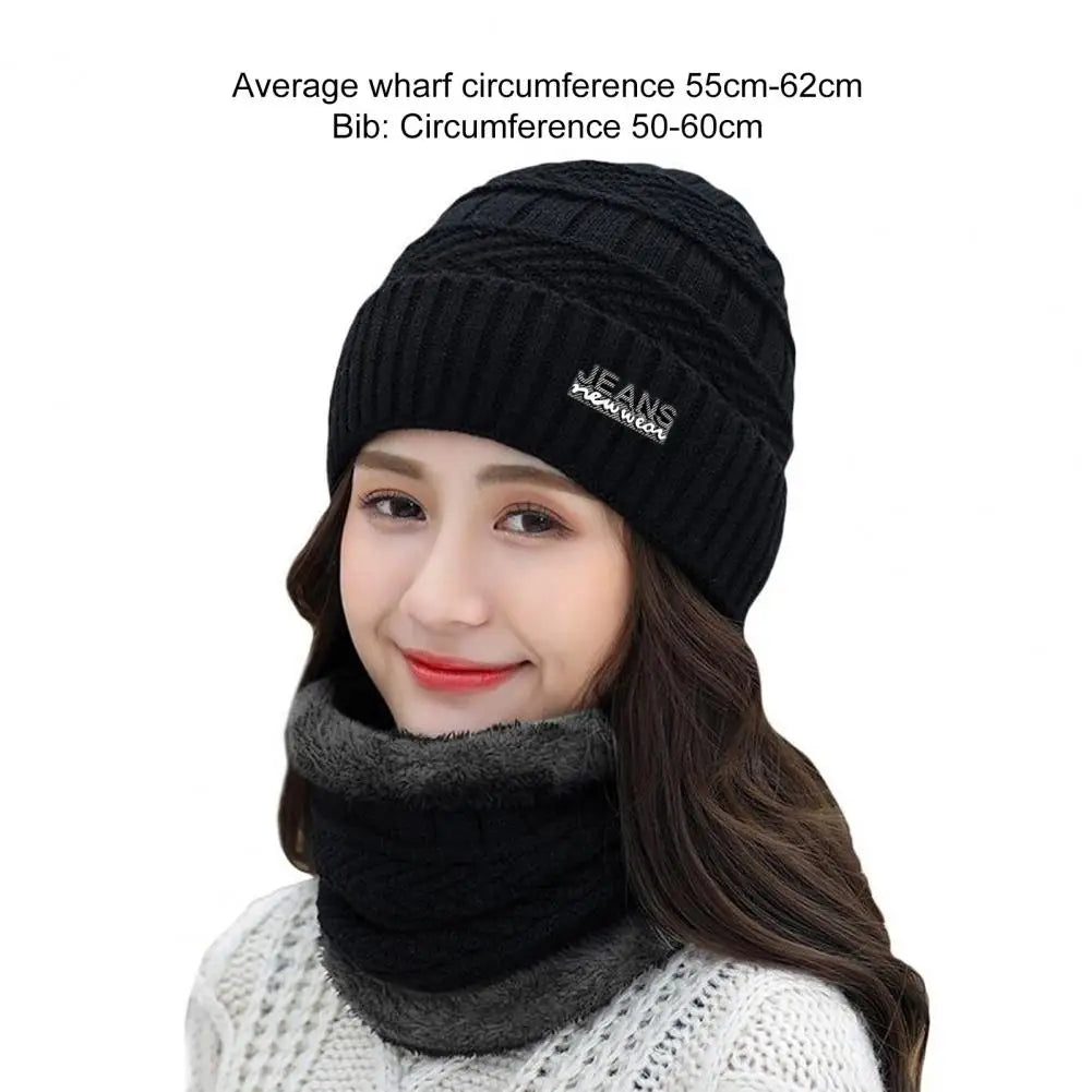 Plush Velvet Knitted Hat and Scarf Set Collection